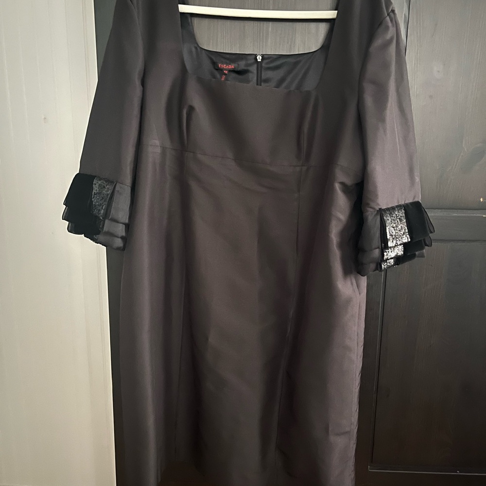 Escada Black Long Sleeve Dress with Ruffle Cuffs